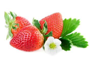 Strawberry organic strawberries on white