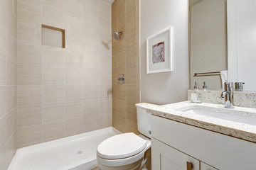White and clean bathroom interior design