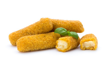 Fish fingers on the white background.