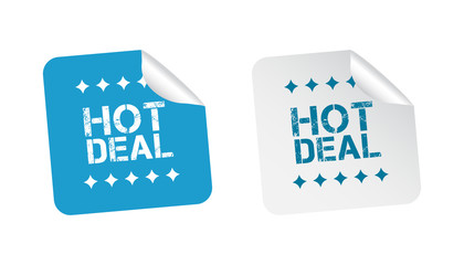 Hot deal sticker. Business sale blue tag label vector illustration on white background.