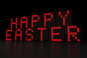 Happy Eastern red LED display on dark background