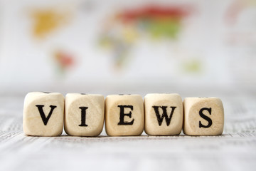 views word built with letter cubes