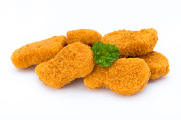Nugget chiken on the white background.