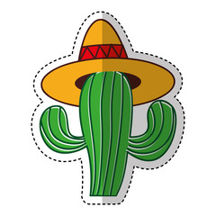 mexican cactus with hat isolated icon vector illustration design
