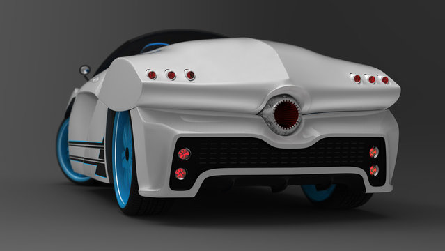The concept of a sports car coupe is a convertible. Exclusive and stylized tuning of electric cars. Illustration 3d model.