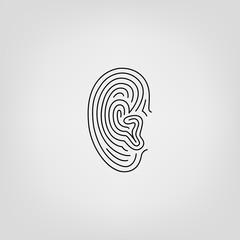 Ear lines icon. Authorization scanner, phone sign, eavesdrop...