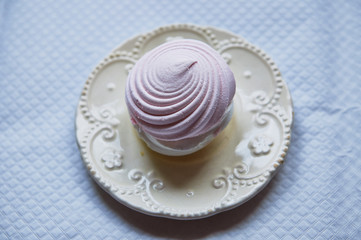 Homemade vanilla and rosewater marshmallows, selective focus