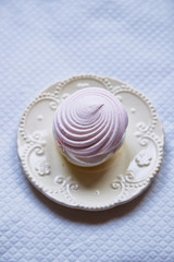 Homemade vanilla and rosewater marshmallows, selective focus