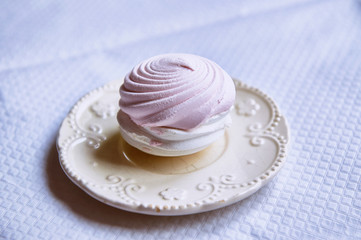 Homemade vanilla and rosewater marshmallows, selective focus