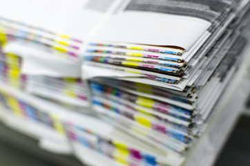 Color reference bars of printing paper in printshop
