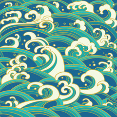 Fototapeta na wymiar seamless pattern with water waves and splashes