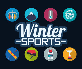 Fototapeta premium Snowboarding and winter sports vector icon symbol,