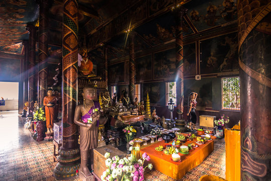October 08, 2014: Inside the Wat Phnom temple in Phnom Penh, Cambodia
