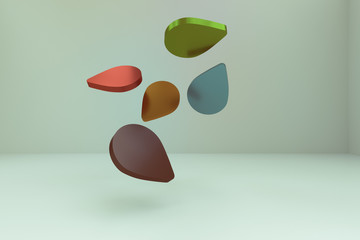 3d rendering of abstract tags flying in room