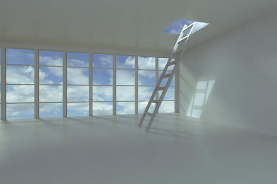 3d rendering of laddar in room