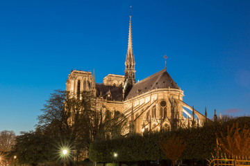 Fototapeta na wymiar Notre Dame cathedral in evening, Paris.