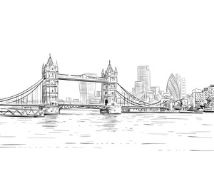 Fototapeta na wymiar London cityscape hand drawn. Big Ben. England. vector illustration.