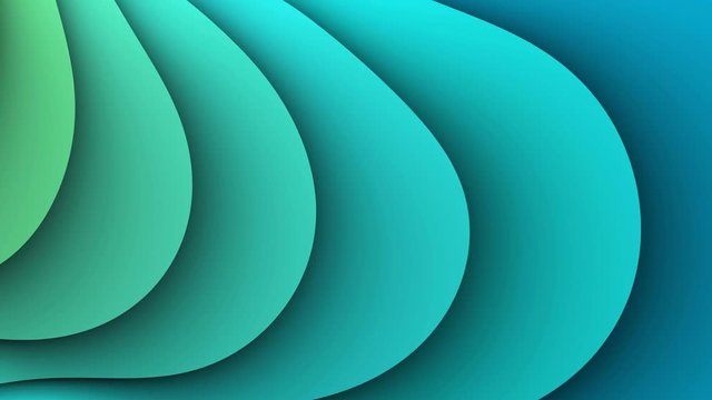 Seamless loopable abstract motion background with animated fractal turquoise waves. Digitally generated looping animation rendered in 4K