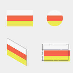 flag with flat design, circle design, isometric design and line design