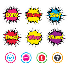 Information icons. Stop prohibition symbol.