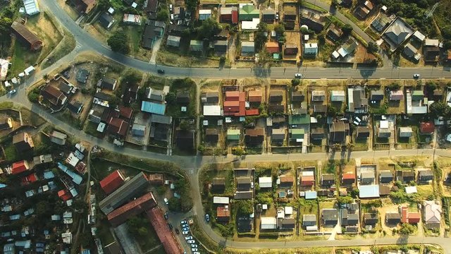 South African Township Aerial Slow Rise 4K