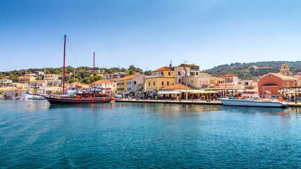 Naklejka na ściany i meble The port of Gaios, the capital of the Greek island of Paxos, nearby Corfu island, Europe.