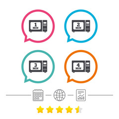 Microwave oven icons. Cook in electric stove.