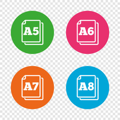 Paper size standard icons. Document symbol.