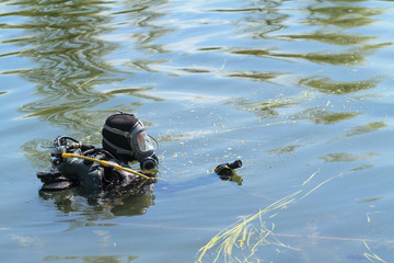 Diver with underwater camera