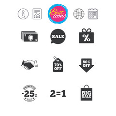 Sale discounts icon. Shopping, deal signs.