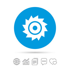Saw circular wheel sign icon. Cutting blade.