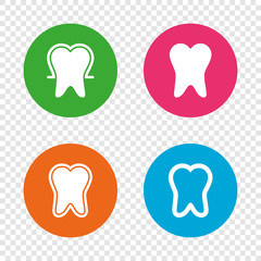 Tooth enamel protection icons. Dental care signs.