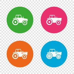Tractor icons. Agricultural industry transport.
