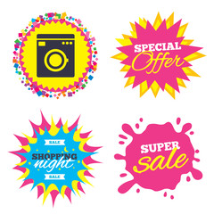 Washing machine icon. Home appliances symbol.