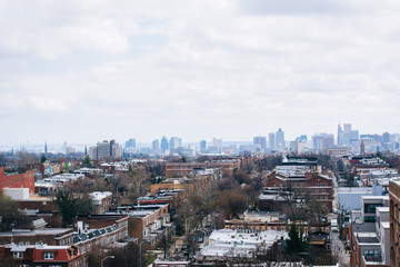 Obraz premium View of Charles Village and downtown in the distance, in Baltimore, Maryland.