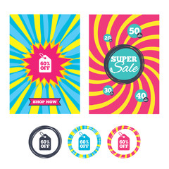 60 percent sale price tag sign icon.