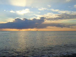 Sunset clouds over the sea