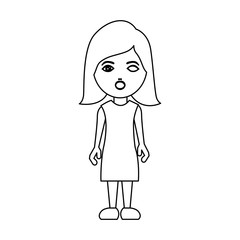 silhouette caricature surprised woman with costume vector illustration