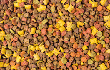 Cat food granule background pattern