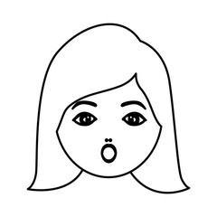 silhouette cartoon human female puzzled face vector illustration