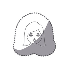 sticker silhouette cartoon human female smiling expression face vector illustration