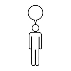 pictogram silhouette male with bubble dialog box vector illustration