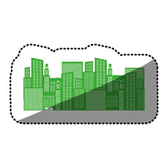 monochrome background sticker with city buildings vector illustration