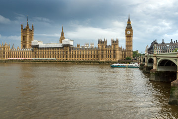 Fototapeta na wymiar LONDON, ENGLAND - JUNE 16 2016: Houses of Parliament, Westminster Palace, London, England, Great Britain