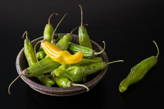 Fresh Shishito Peppers in a Bowl