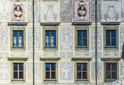 facade of the palazzo die cavalieri - seat of the university on the piazza dei cavalieri square in the italian city Pisa.