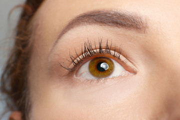 Obraz premium Brown-eyed female face, closeup