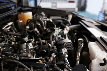Fototapeta na wymiar Car engine, closeup