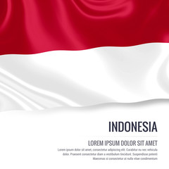 Silky flag of Indonesia waving on an isolated white background with the white text area for your advert message. 3D rendering.