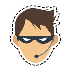 hacker man cartoon icon over white background. colorful design. vector illustration